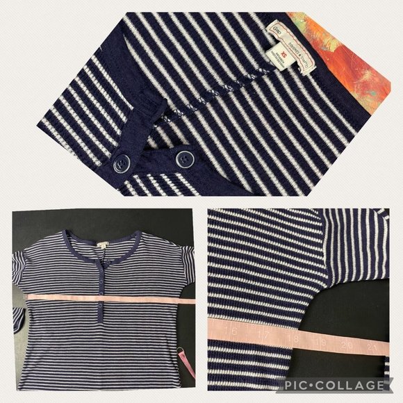 Gap Waffle Knit Henley T-Shirt Women's Size XS Blue White Striped Long Sleeves - Picture 12 of 12